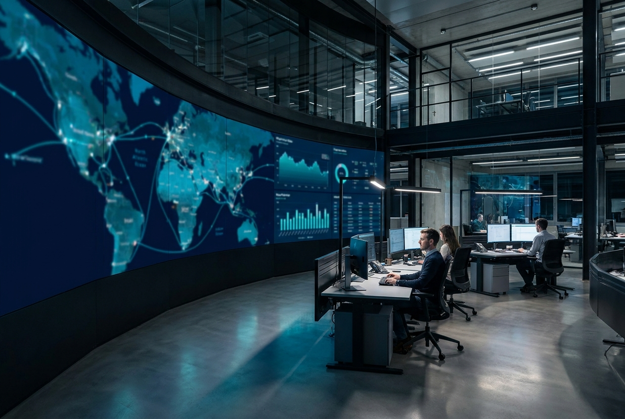 Logistics control center with fleet monitoring